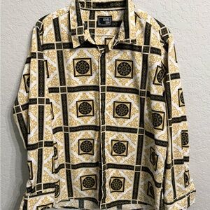 Level Ten Men's Gold and Black Geometric Shirt Jacket